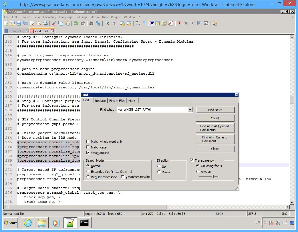Practice Labs screenshot.